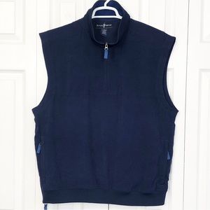 Arnold Palmer Sporty Navy Blue Soft Faux Suede 1/4 Zip Golf Vest Large